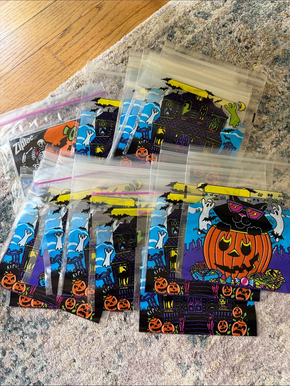 25 1992 Fun Designs Vintage Treat Bags Ghost Black Cat Pumpkin Haunted House